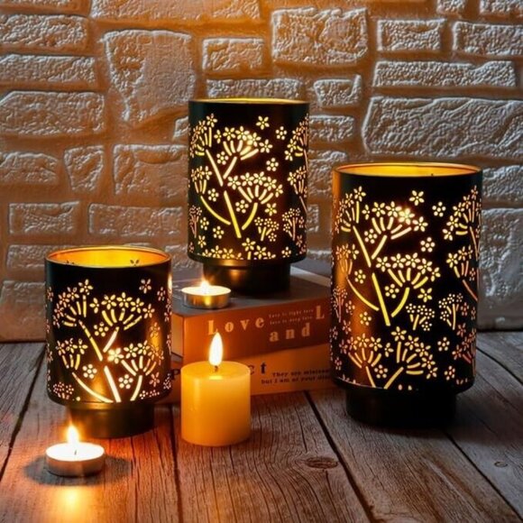 Illuminating Candle Holders 3pc Set Green Modern Farmhouse Candle Display Decor - Picture 2 of 6